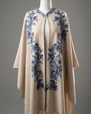 Wool Cape Shawl with Hand Assisted Embroidery